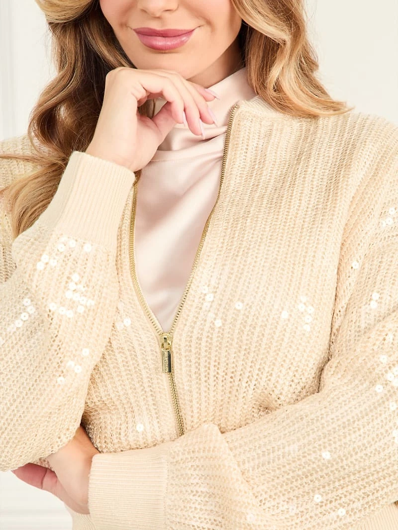 Claudia Sequins Sweater Jacket