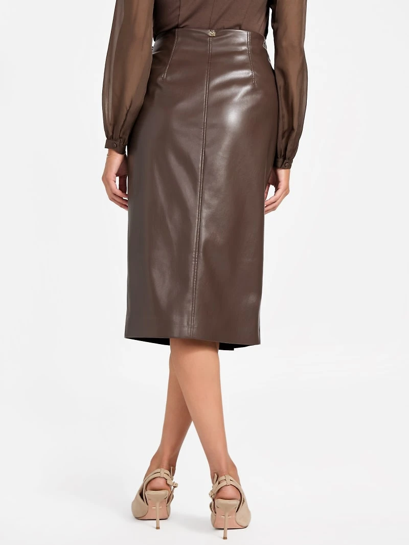 Gladys Faux-Leather Wrap Skirt