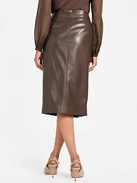 Gladys Faux-Leather Wrap Skirt