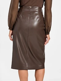 Gladys Faux-Leather Wrap Skirt