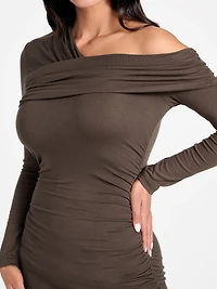 Eco Astrid Off-Shoulder Draped Dress