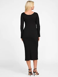 Agathe Ribbed Long-Sleeve Midi Dress