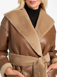 Ines Reversible Faux-Leather Coat