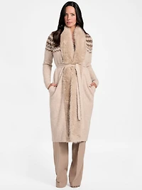 Akilah Faux Fur-Trim Longline Cardigan