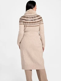 Akilah Faux Fur-Trim Longline Cardigan