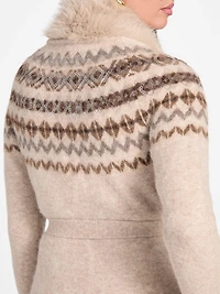 Akilah Faux Fur-Trim Longline Cardigan