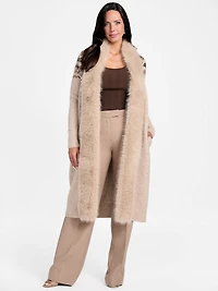 Akilah Faux Fur-Trim Longline Cardigan