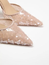 Sequin Ankle Strap Pump