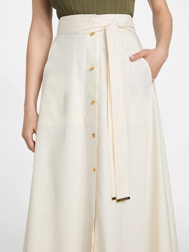 Pat Belted Maxi Skirt