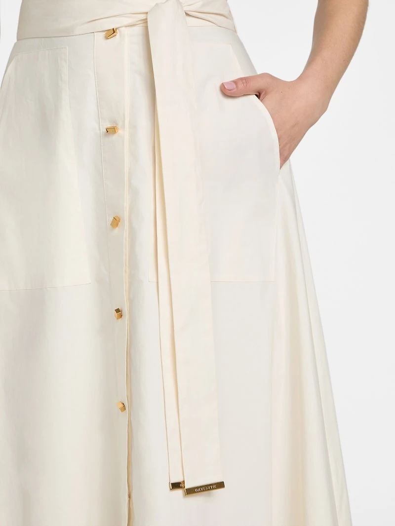 Pat Belted Maxi Skirt