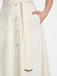 Pat Belted Maxi Skirt