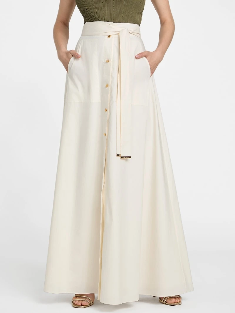 Pat Belted Maxi Skirt