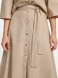 Pat Belted Maxi Skirt