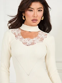 Candice Lace-Trim Sweater Dress