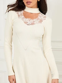 Candice Lace-Trim Sweater Dress