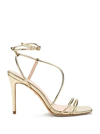 Metallic Leather Strappy Heel