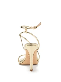 Metallic Leather Strappy Heel