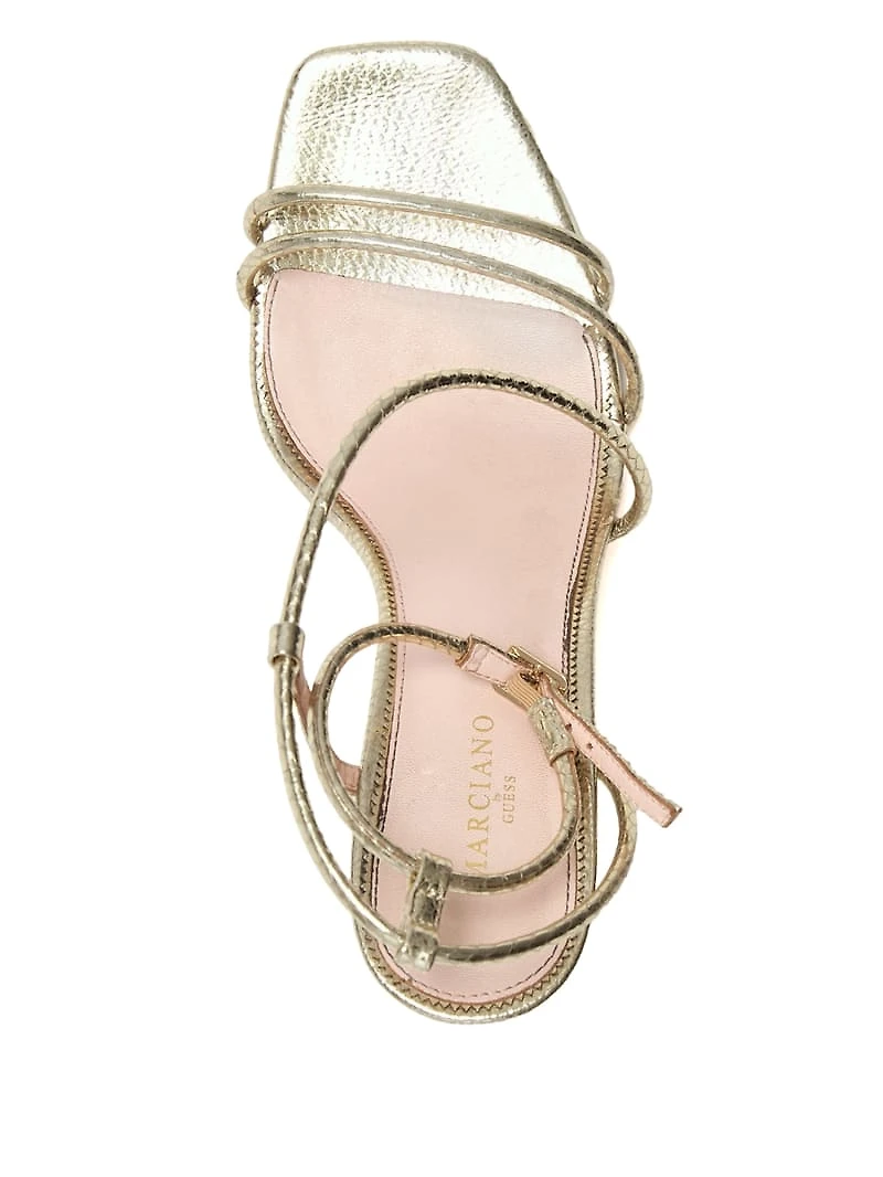 Metallic Leather Strappy Heel
