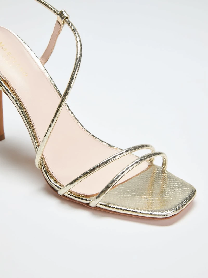 Metallic Leather Strappy Heel