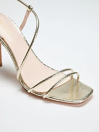 Metallic Leather Strappy Heel