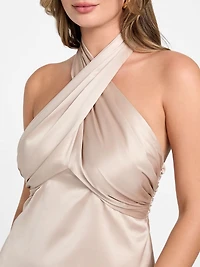 Aretha Satin Crossed Top