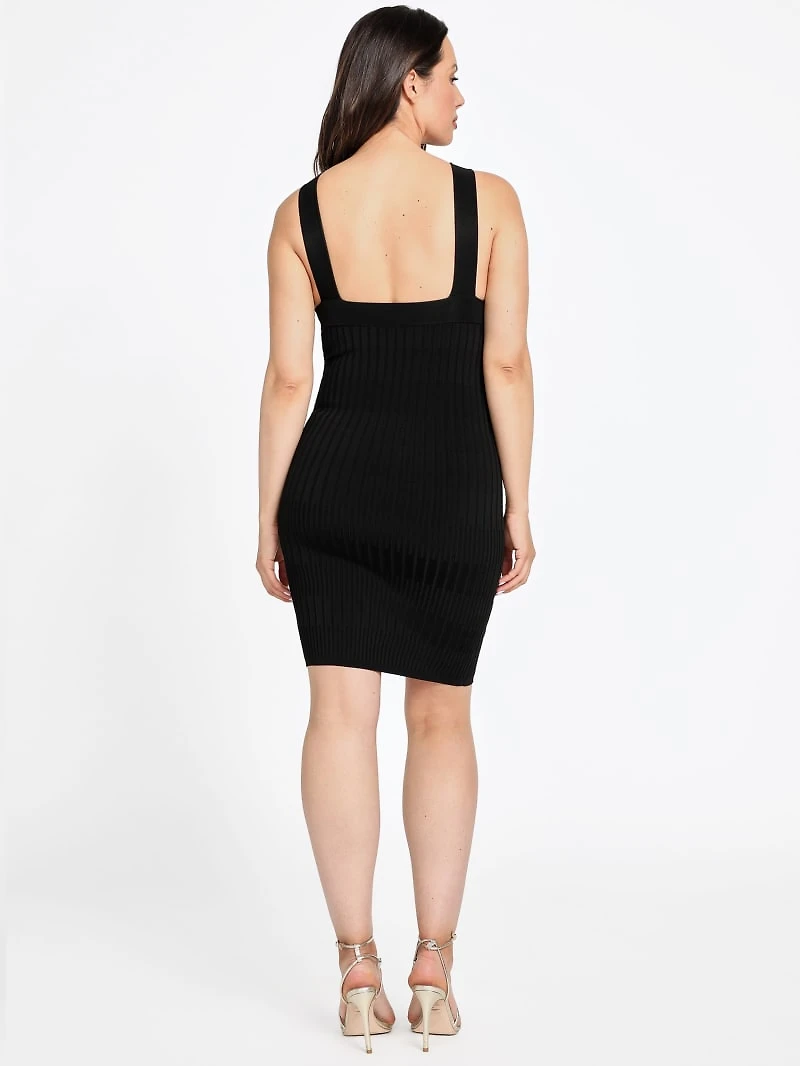 Janet Button Ribbed Sweater Dress