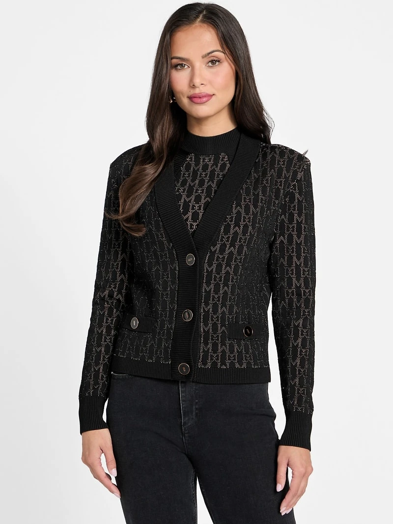 Billie Monogram Cardigan Sweater