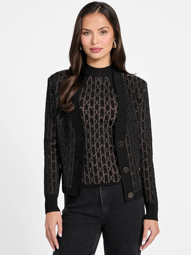 Billie Monogram Cardigan Sweater