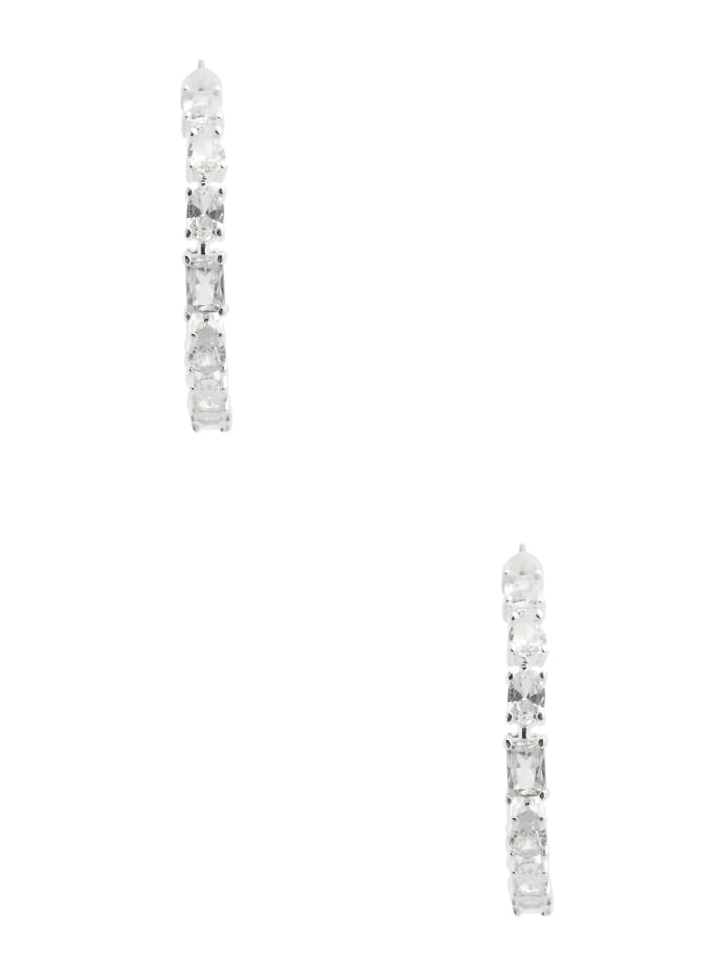 Silver-Tone Baguette Hoop Earrings