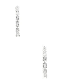 Silver-Tone Baguette Hoop Earrings