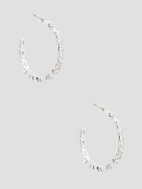 Silver-Tone Baguette Hoop Earrings