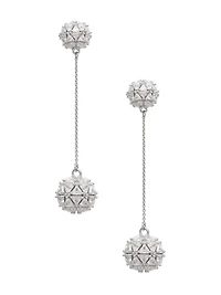 Silver-Tone Cubic Zirconia Ball Drop Earring