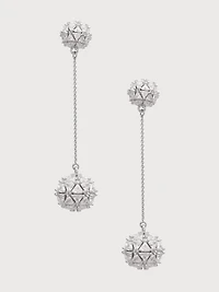Silver-Tone Cubic Zirconia Ball Drop Earring