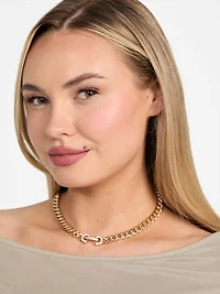 Gold-Tone Chain Crystal Necklace