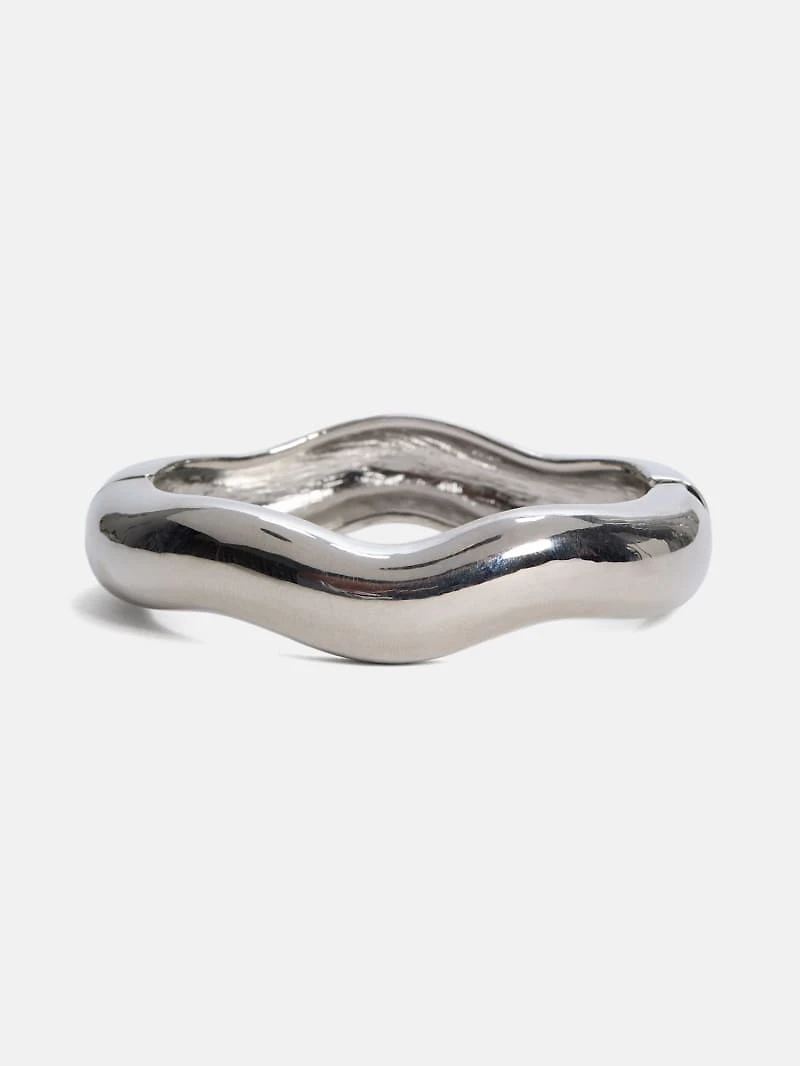 Silver-Tone Hinge Bangle