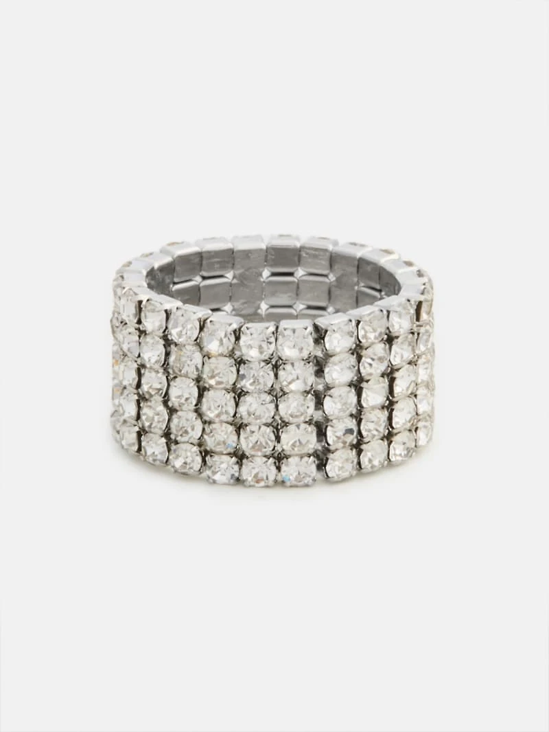 Silver-Tone Crystal Ring