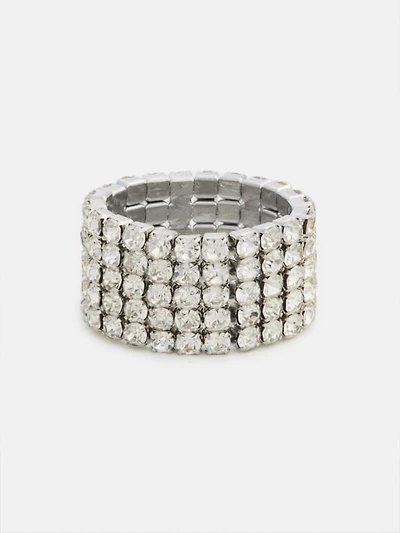 Silver-Tone Crystal Ring
