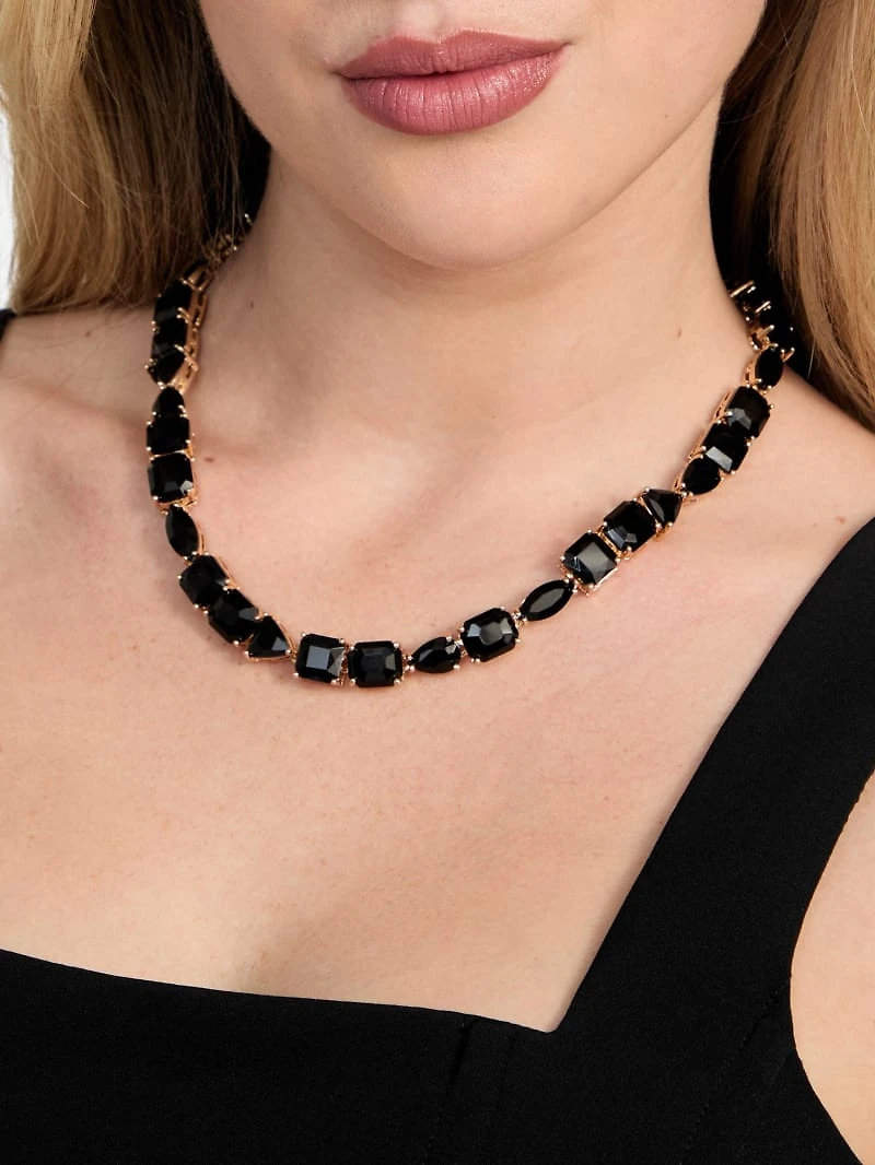 Gold-Tone Black Stone Necklace