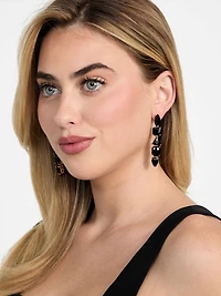 Linear Black Stone Earrings