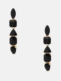 Linear Black Stone Earrings