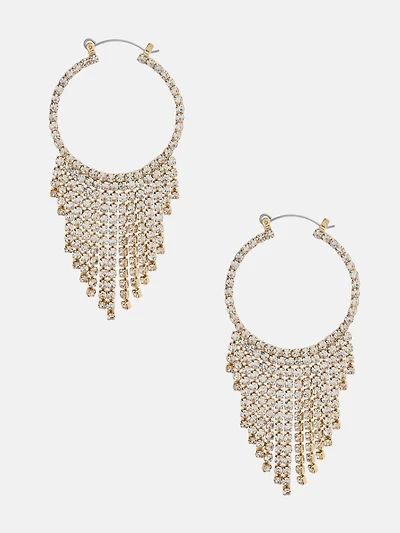 Crystal Tassel Hoop Earrings