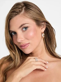 Gold-Tone Crystal Rings Set - Size 7