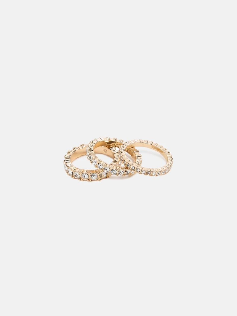 Gold-Tone Crystal Rings Set - Size 7