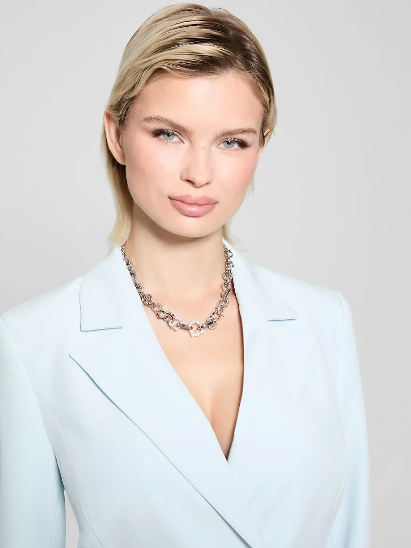 Silver-Tone Pavé G-Link Necklace