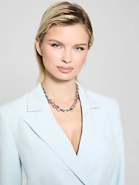 Silver-Tone Pavé G-Link Necklace