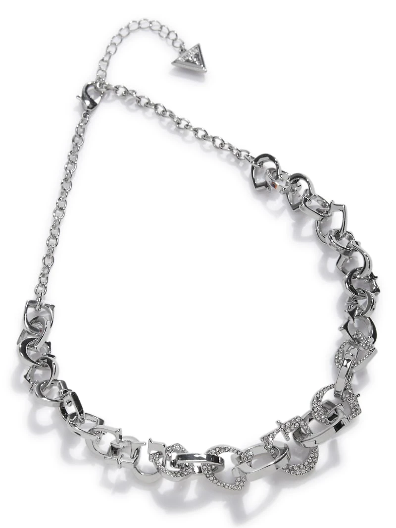 Silver-Tone Pavé G-Link Necklace