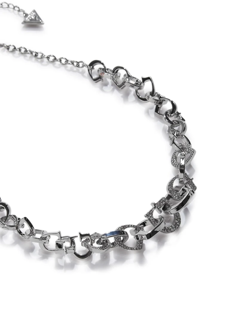 Silver-Tone Pavé G-Link Necklace