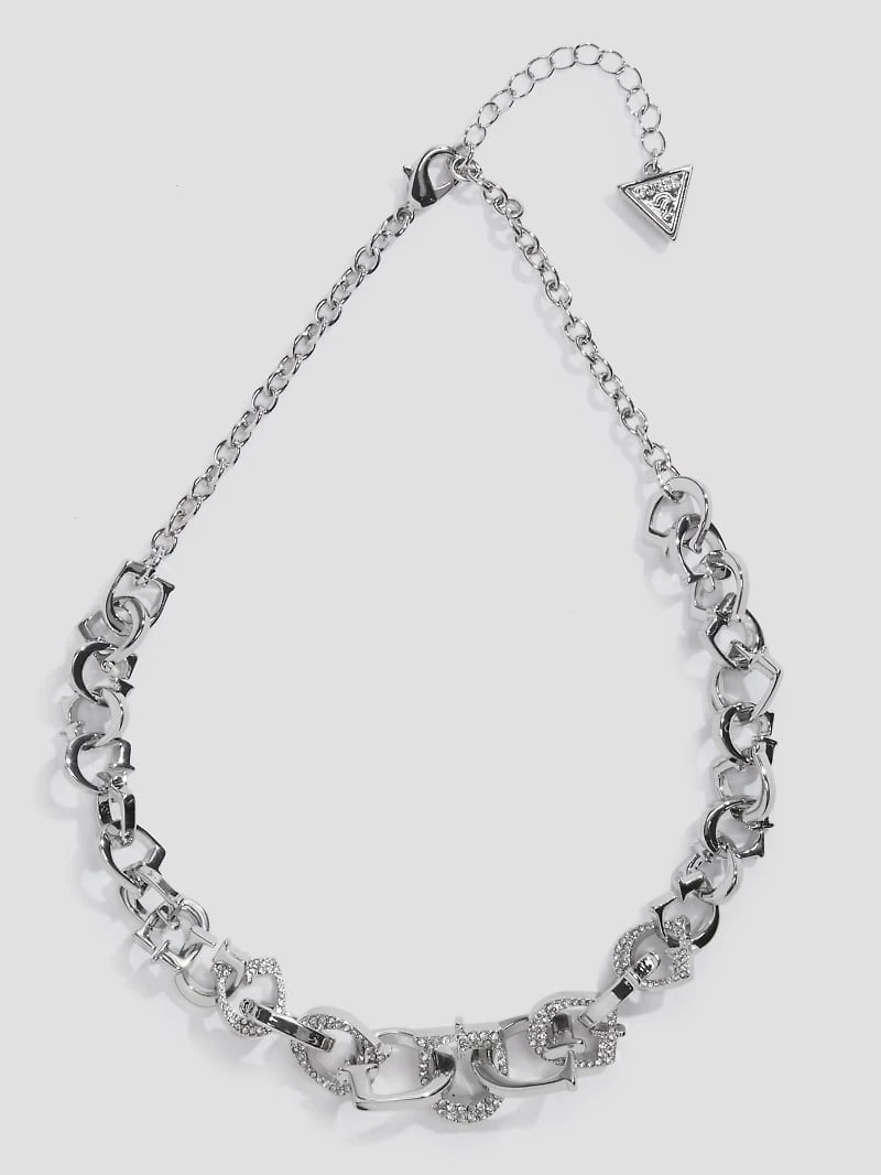 Silver-Tone Pavé G-Link Necklace
