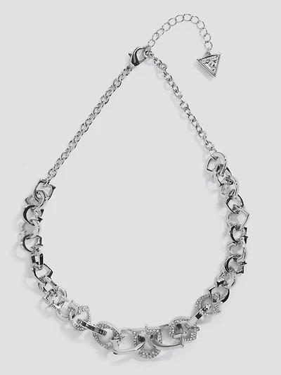 Silver-Tone Pavé G-Link Necklace