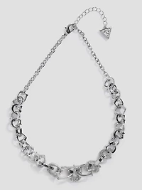 Silver-Tone Pavé G-Link Necklace